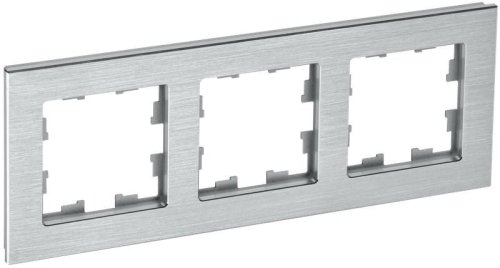 Рамка универсальная IEK Brite РУ-3-1-БрА 3-м. металл алюминий  картинка